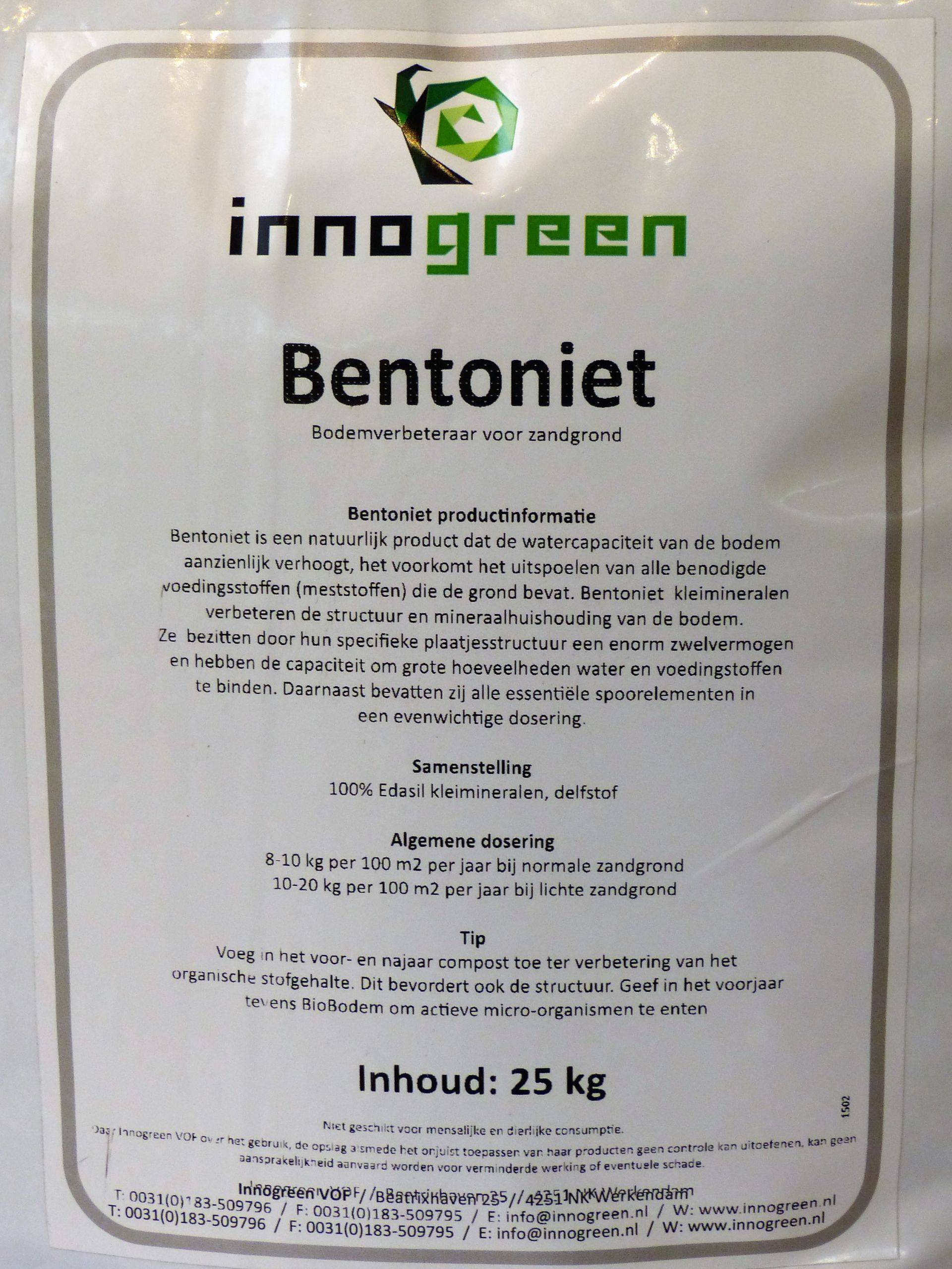 Bentoniet 25 kg 